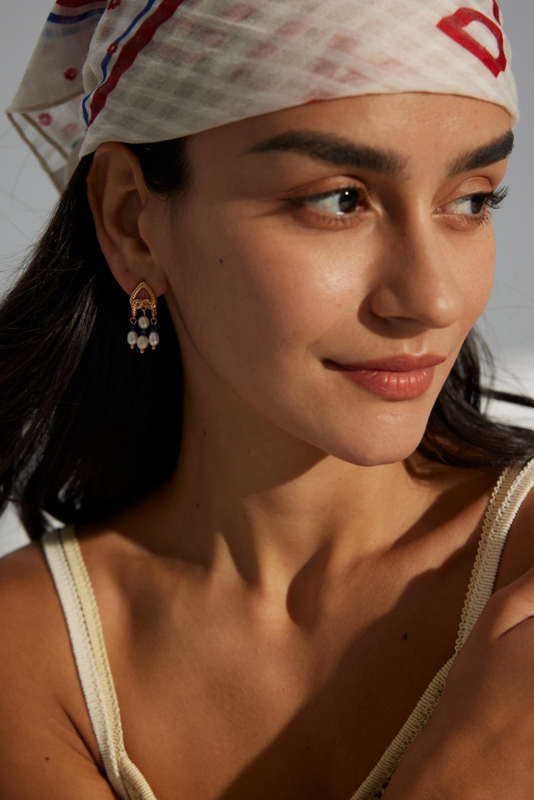 靛藍《平衡》珍珠青金石.耳環